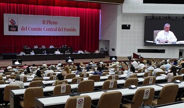 Cuban President Diaz-Canel at the conclusion of the plenary session of the Central Committee of the Communist Party of Cuba on Sunday.