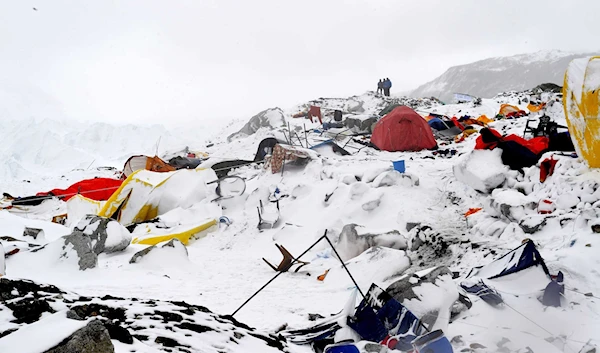 The avalanche, triggered by an earthquake outside Kathmandu, Nepal, flattened parts of Everest Base Camp on April, 25, 2015 | AFP