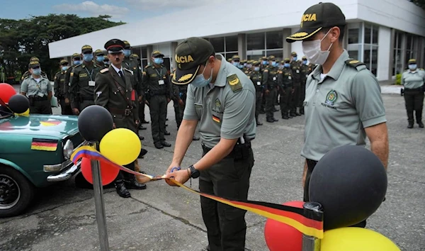 Colombian police officers are seen dressed in Nazi uniforms at the Simon Bolivar Police Academy in Tulua, Colombia, on November 18, 2021