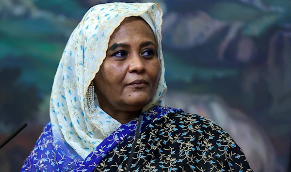 Sudan's former  Foreign Minister Mariam al-Mahdi, a press conference in Moscow, Russia, July 12, 2021 (Credit: AP)