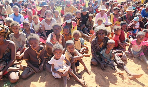 Underweight and malnourished children wait for treatment at a nutrition center in Ambovombe district in June, 2021 (credit: WFP)