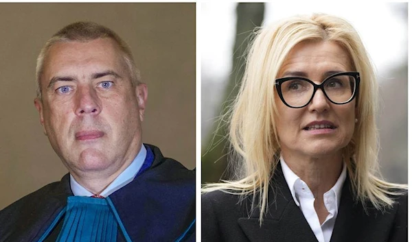 Polish lawyer Roman Giertych (left) and Polish prosecutor Ewa Wrzosek (right) (AP)