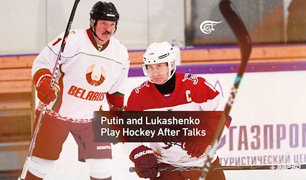 Putin and Lukashenko Play Ice Hockey