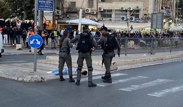 A stabbing attack in the Bab al-Amoud area in al-Quds(social media).