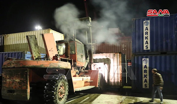 SANA: Israeli aggression targets container yard in Latakia Port