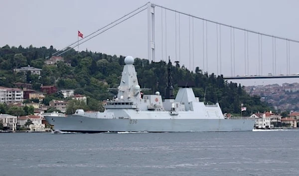 HMS Defender pictured on 14 June in Istanbul on its way to the Black Sea. Photograph: Yoruk Isik/Reuters