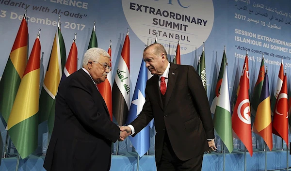 Turkish President Recep Tayyip Erdogan and Palestinian Authority President Mahmoud Abbas