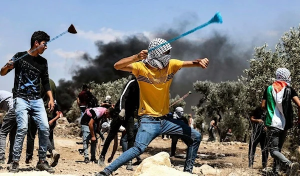 Nablus youth confronting occupation forces