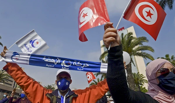 Demonstration supporting Ennahda movement in Tunisia