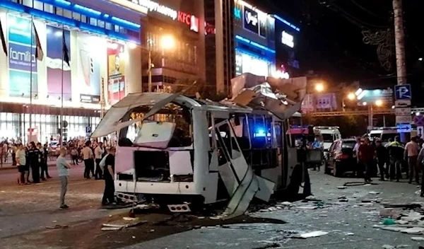 The wrecked bus in Voronezh