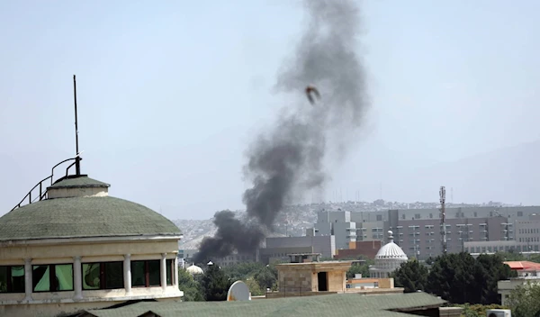 Smoke rises next to the US Embassy in Kabul, Afghanistan, August 15, 2021 | AP