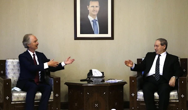 Syrian Foreign Minister Miqdad meets with the United Nations Special Envoy for Syria Pedersen