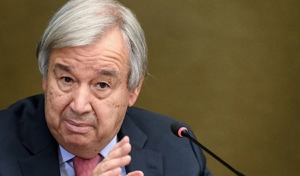 Guterres during a press conference in Geneva on September 13, 2021 (AFP).