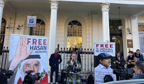 From the Bahrain Embassy protest in London