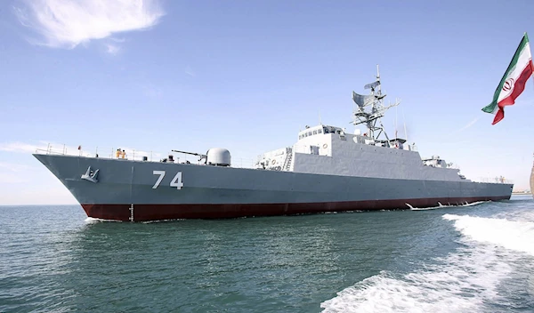 Iranian destroyer Sahand sails in Persian Gulf waters, in Bandar Abbas, Iran, on December 1, 2018 (AP)