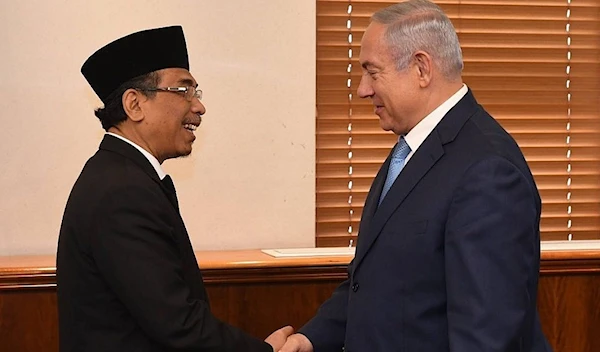 Then Israeli Prime Minister Benjamin Netanyahu meets Sheikh Yahya Cholil Staquf, leader of Nahdlatul Ulama, June 14, 2018