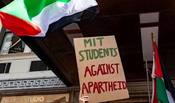 Students of the Massachusetts Institute of Technology take part in a rally in solidarity with the Palestinian people in Boston last week. (Shutterstock)