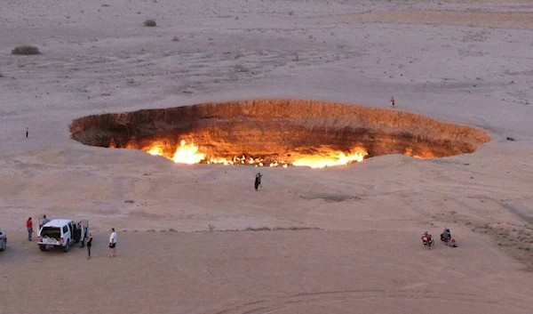 After a drilling accident in 1971, Soviet scientists set the gas alight to prevent the spread of poisonous fumes (AFP)