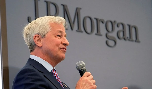 JP Morgan CEO Jamie Dimon delivers a speech during the inauguration of the new French headquarters of JP Morgan bank in Paris, France June 29, 2021. (Reuters)