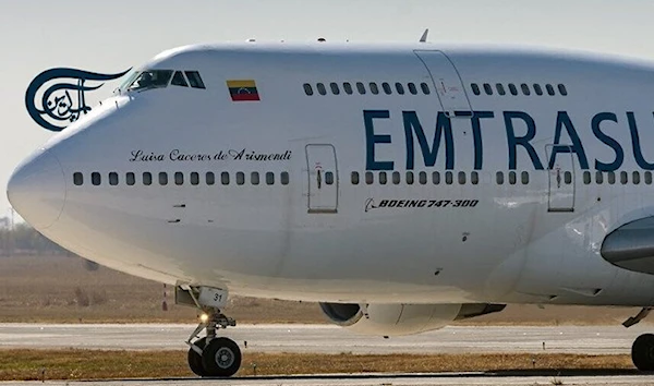 Boeing 747 cargo plane owned by the Venezuelan company Emtrasur.