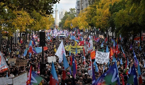 Protesters in Paris, France on October 16, 2022 (Getty Images)