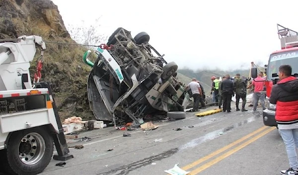 The bus in which 20 were killed, and 14 were injured in Colombia. (AFP)