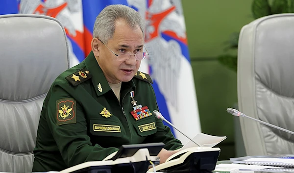 In this photo provided by the Russian Defense Ministry Press Service, Russian Defense Minister Sergei Shoigu speaks during a meeting in Moscow, Russia, Tuesday, Oct. 4, 2022 (Russian Defense Ministry Press Service via AP)