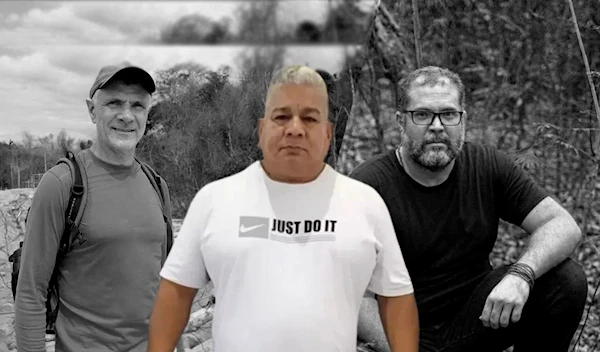 The suspect in the middle, who confessed to murdering the two journalists (Amazon Agency)