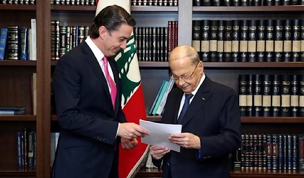 Lebanese President Michel Aoun and US mediator Amos Hochstein