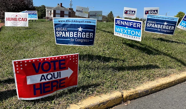 Campaign signs outside the election office in Prince William County, a closely watched battleground in the midterm contests. Source: Graham Moomaw/Virginia Mercury.