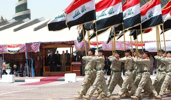 Iraqi soldier marching during a parade in Iraq