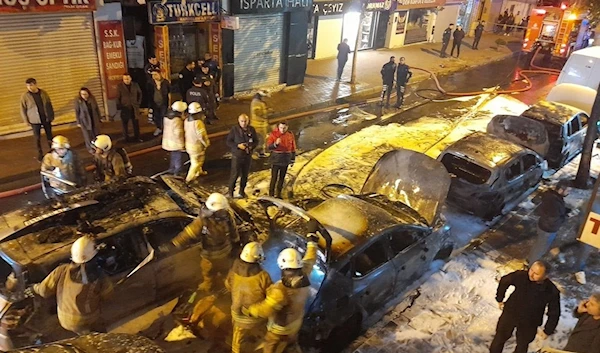 Police near the scene of the explosion in Istanbul.