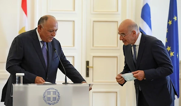 Egyptian Foreign Minister Sameh Shoukry and Greek FM Nikos Dendias (Reuters)