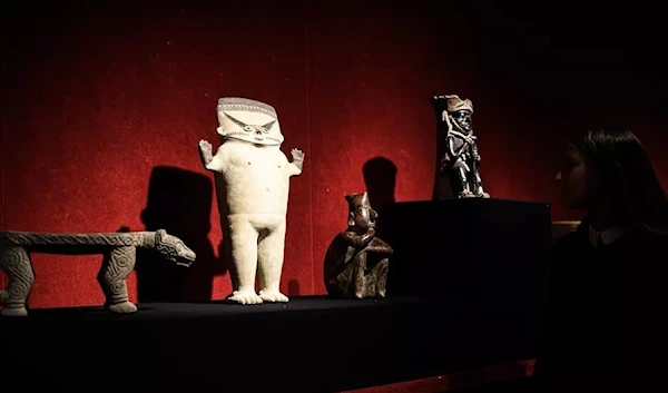 Pre-Columbian artifacts on display at Drouot auction house in Paris ahead of a sale. Source: Philippe Lopez/AFP/Getty Images.