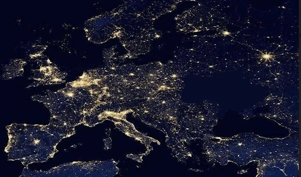 Map of Ukraine in the dark. via Twitter (@SamRamani2)