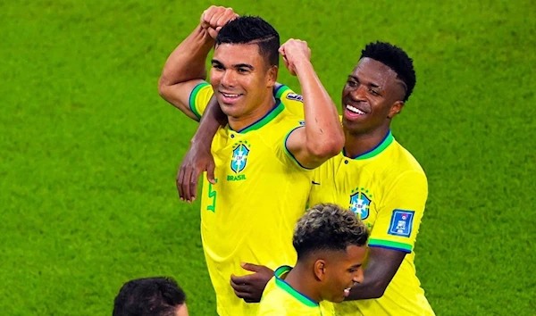 Casemiro of Brazil celebrates, during Brazil and Switzerland match, after scoring to make it 1-0 during the FIFA World Cup Qatar 2022 Group G (Getty Images)