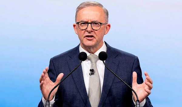 Australian Opposition Leader Anthony Albanese during the second leaders’ debate of the 2022 federal election campaign at the Nine studio in Sydney, Australia May 8, 2022. Source: REUTERSPIX