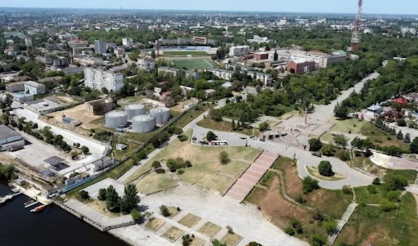 A photo of an aerial view shows the city of Kherson on May 20, 2022 (AFP)