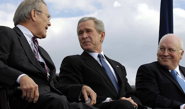 Former US Vice President Dick Cheney, former US President George W. Bush, and former Defense Secretary Donald Rumsfeld