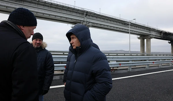 Russian President Vladimir Putin at the Kerch Strait Bridge on December 5, 2022, Crimea, Russia (Russian media)