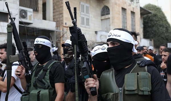 Palestinian Lions' Den freedom fighters during a rally