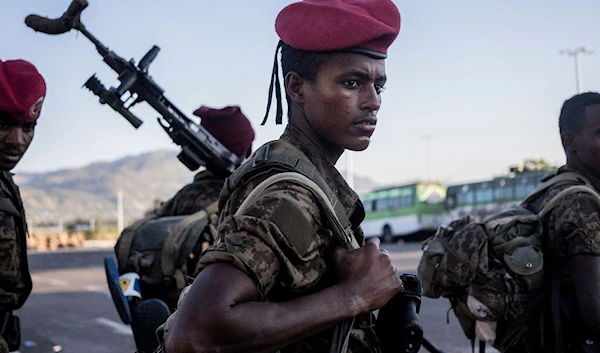 Soldiers from the Ethiopian National Defense Force in Kombolcha, Ethiopia (AFP)