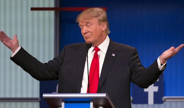 Then-US Presidential candidate Donald Trump during his first televised debate for the 2016 US presidential election