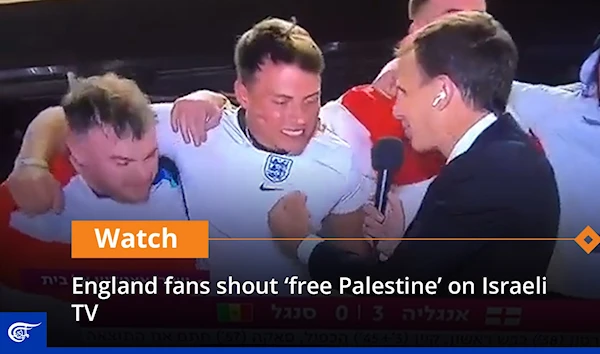 England fans shout ‘free Palestine’ on Israeli TV