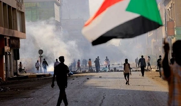 Protestors were seen carrying Sudanese flags.