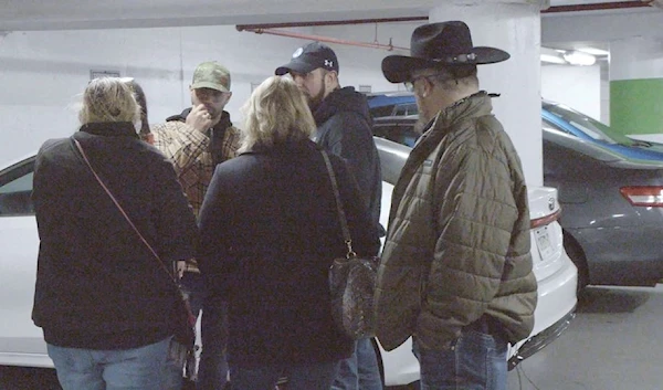 Enrique Tarrio, Chairman of the Proud Boys, and Stewart Rhodes, founder of the Oath Keepers, attend a meeting in a garage in Washington, US, on January 5, 2021