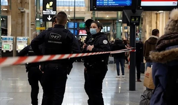 Police in the French capital at Paris’s Gare du Nord station (Reuters)