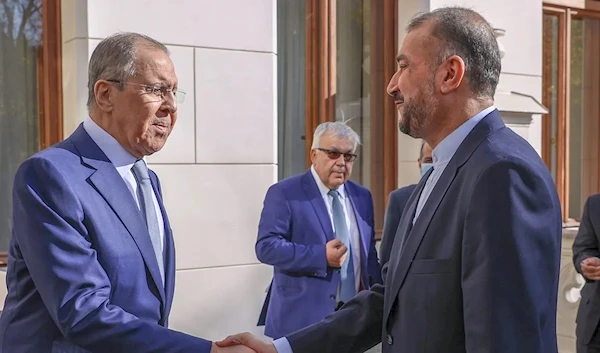 Russian FM Sergey Lavrov meets Iranian FM Hossein Amir-Abdollahian in Moscow, Russia on 6 October 2021