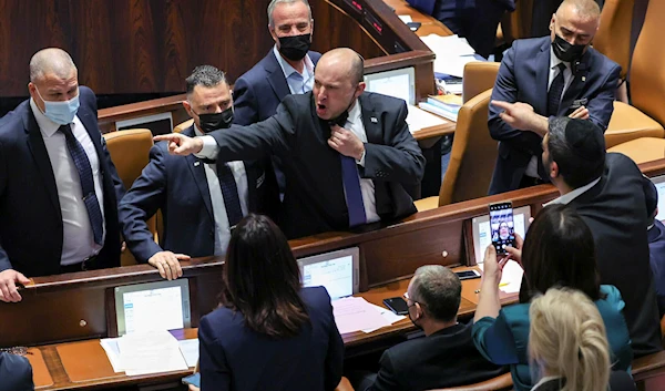 Israeli occupation Prime Minister Naftali Bennett in Knesset, Al-Quds, occupied Palestine, January 5, 2022