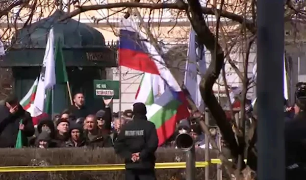 Protesters rally as US Secretary of Defense Lloyd Austin visited Slovakia March 19, 2022.  (Fox News)